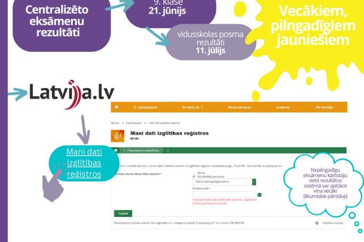 Info par eksāmenu rezultātiem
