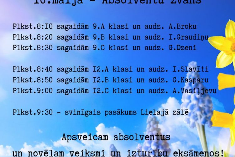 Absolventu zvans – 10.maijā