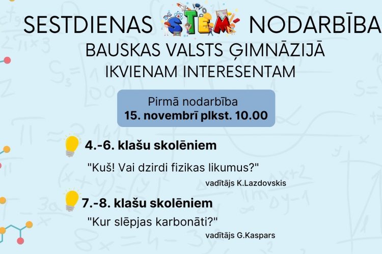 Aicinām uz STEM nodarbību