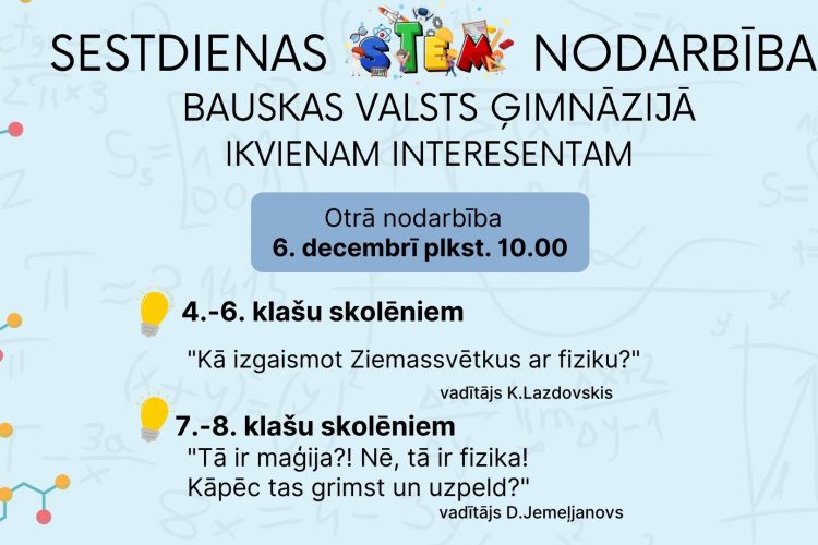 Aicinām uz otro STEM nodarbību