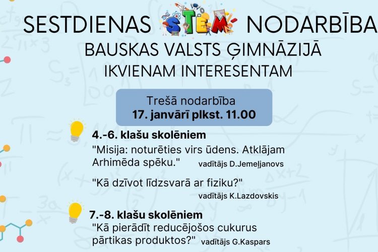 Aicinām uz trešo STEM nodarbību