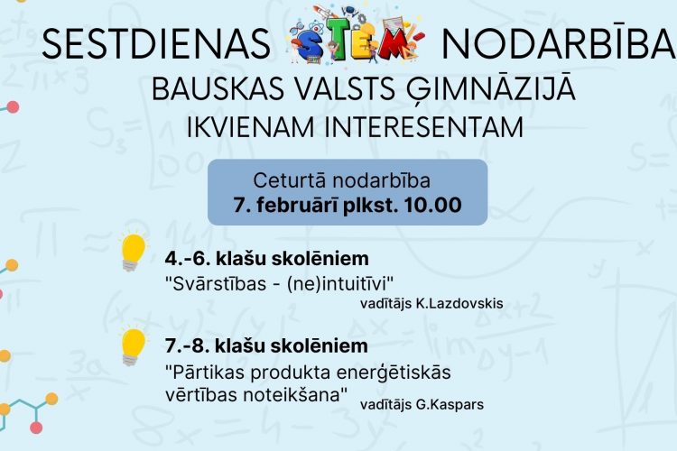 Aicinām uz ceturto STEM nodarbību