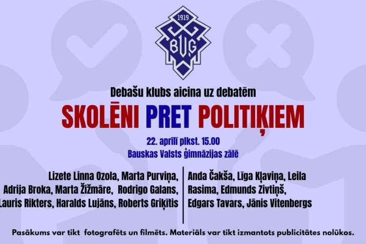 “Skolēni pret politiķiem” 22.aprīlī